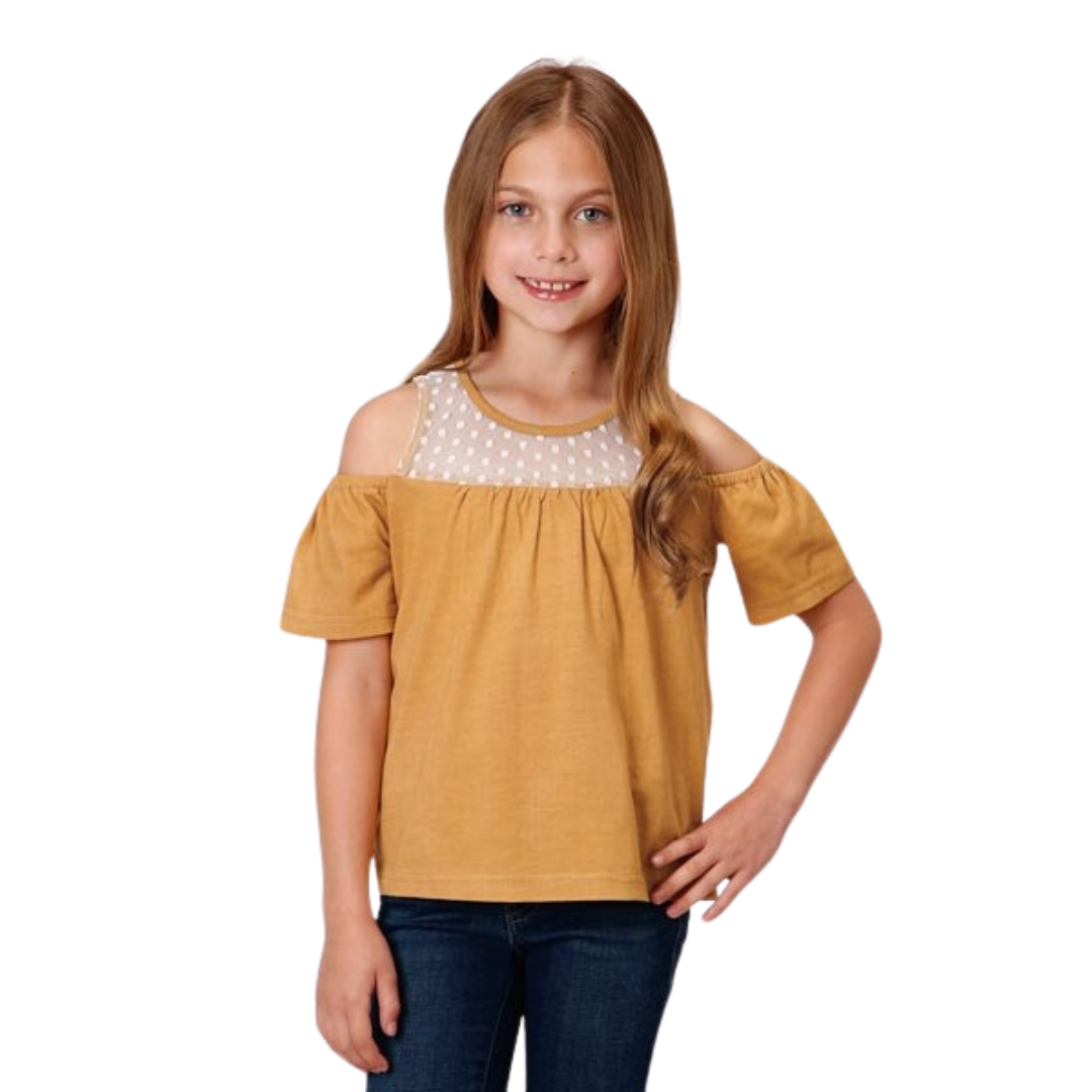 Roper Youth Girl's Dip Dyed Cotton Yellow Blouse