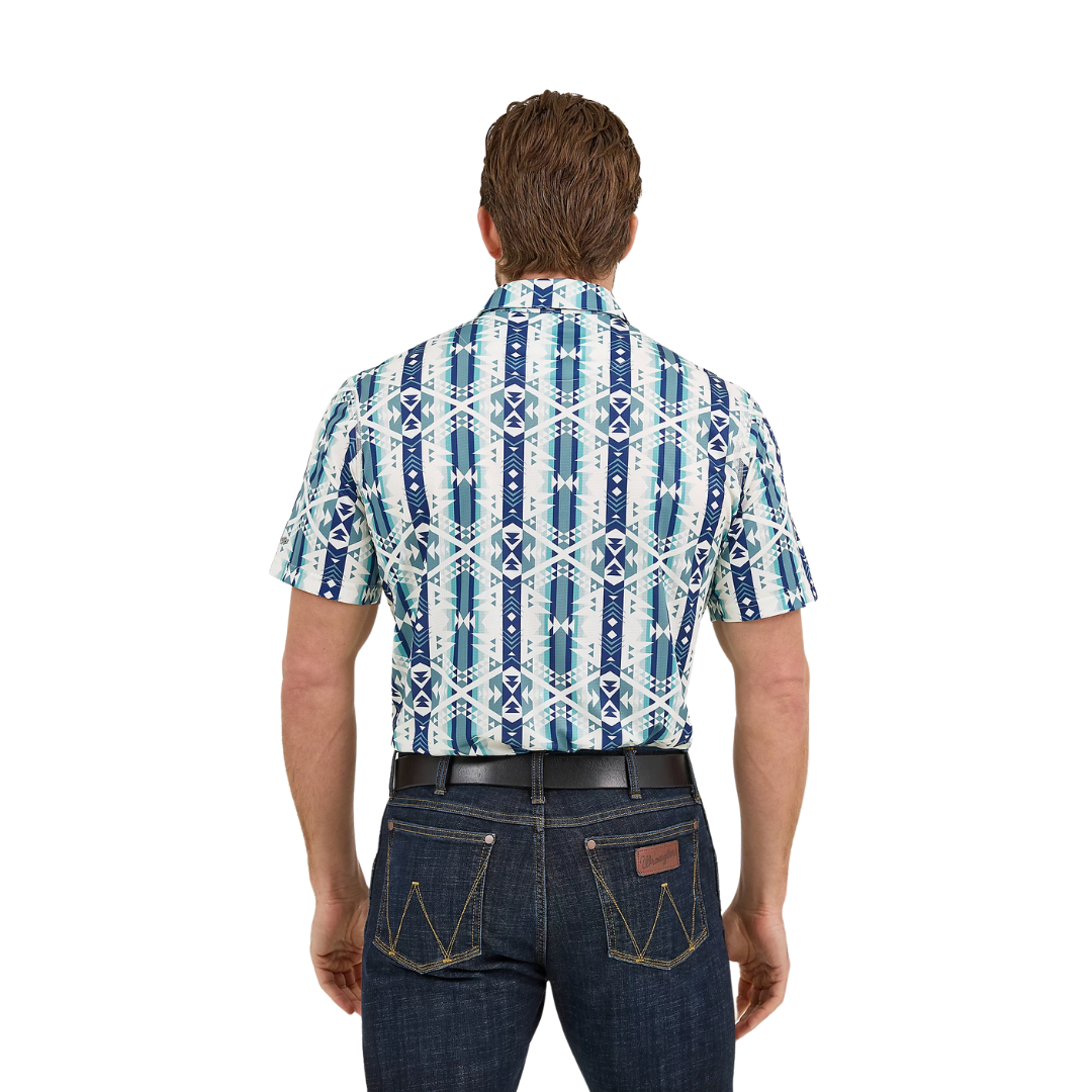 Wrangler Men's Aztec Print Icy Geo Polo Shirt