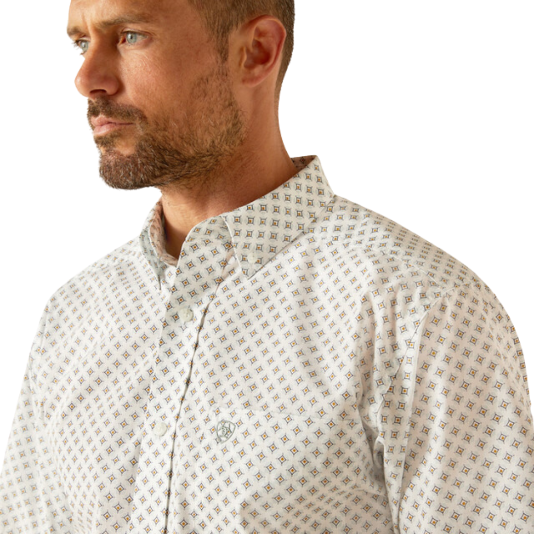 Ariat Men's Fitted White Print Shirt