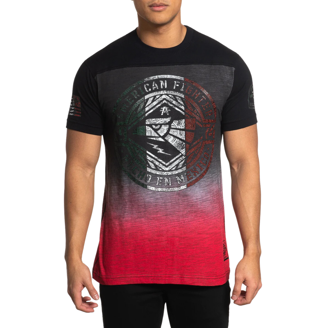 American Fighter Men's Red and Black Shirt