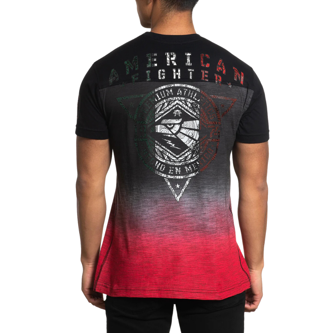 American Fighter Men's Red and Black Shirt