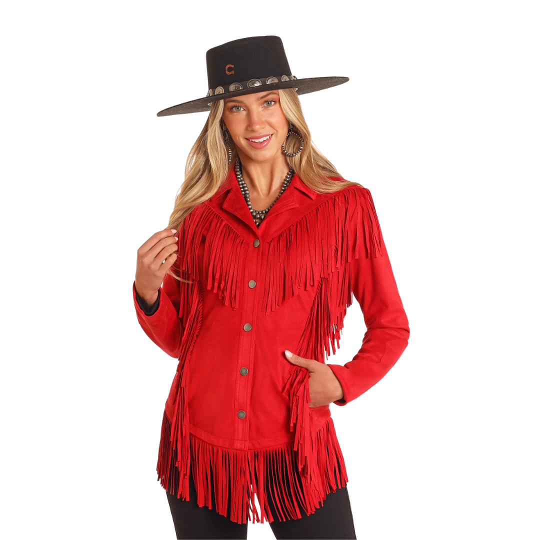 Panhandle Slim Women's Western Micro Suede Red Jacket