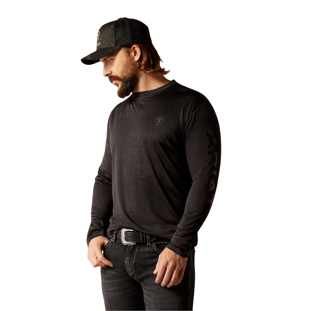 Ariat Men's Charger Logo Black Heather Tee Shirt