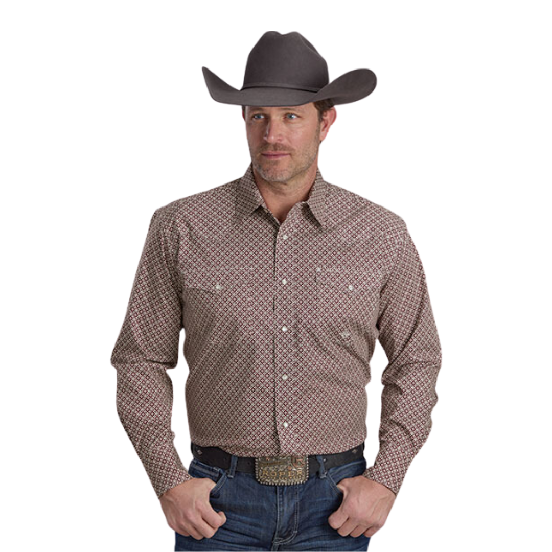 Roper Men's Four Point Foulard Wine Shirt
