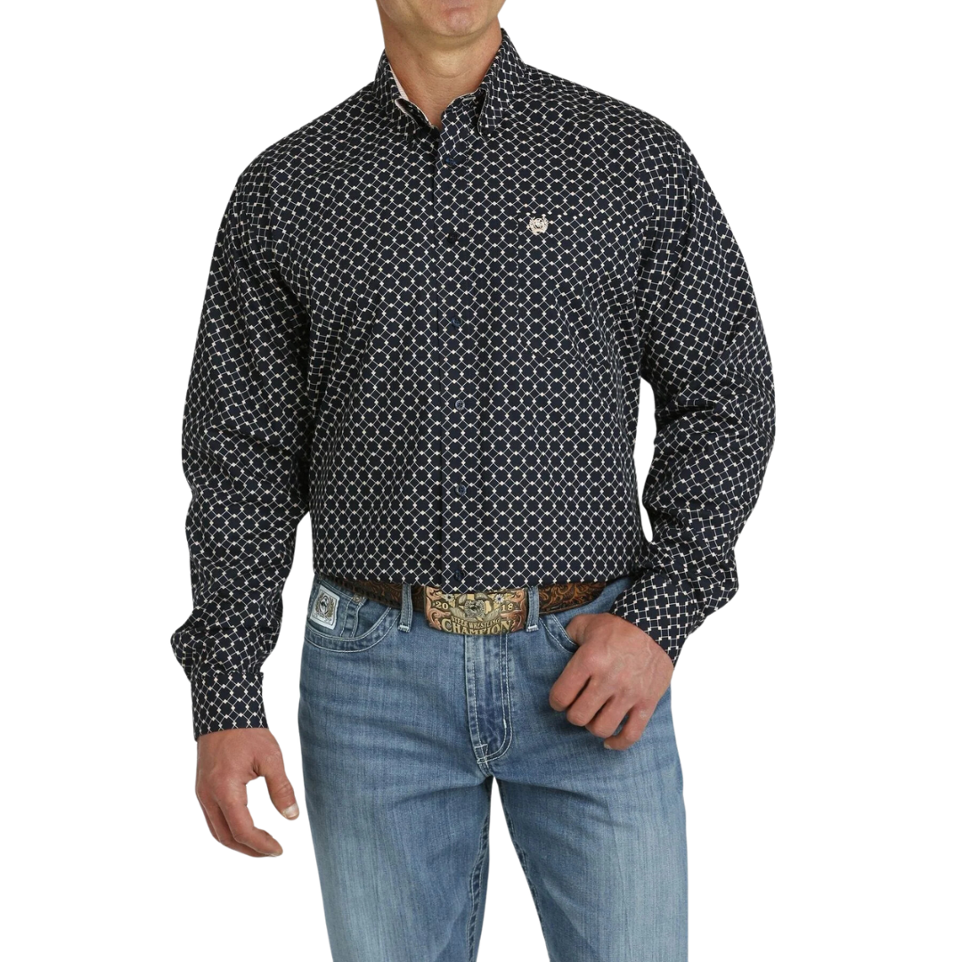 Cinch Men's Diamond Print Navy Shirt