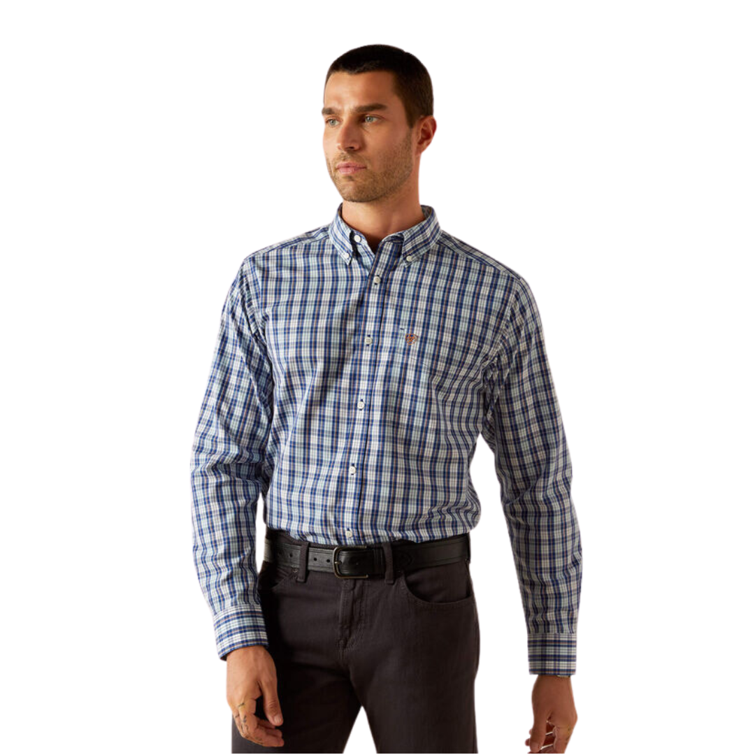 Ariat Men's Wrinkle Free Bronson Fitted Blue Shirt