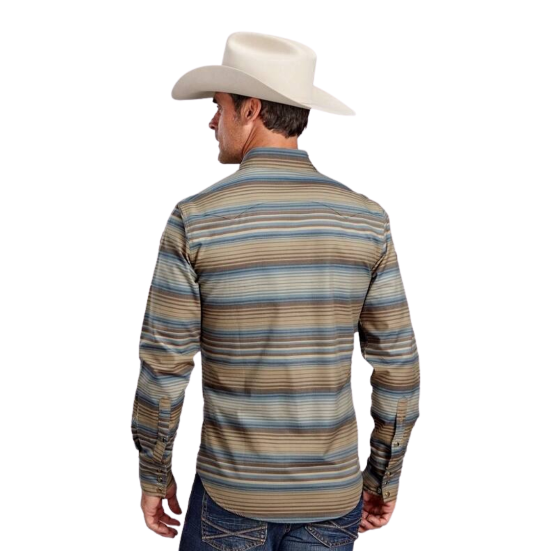 Stetson Men's Serape Stripe Brown Shirt
