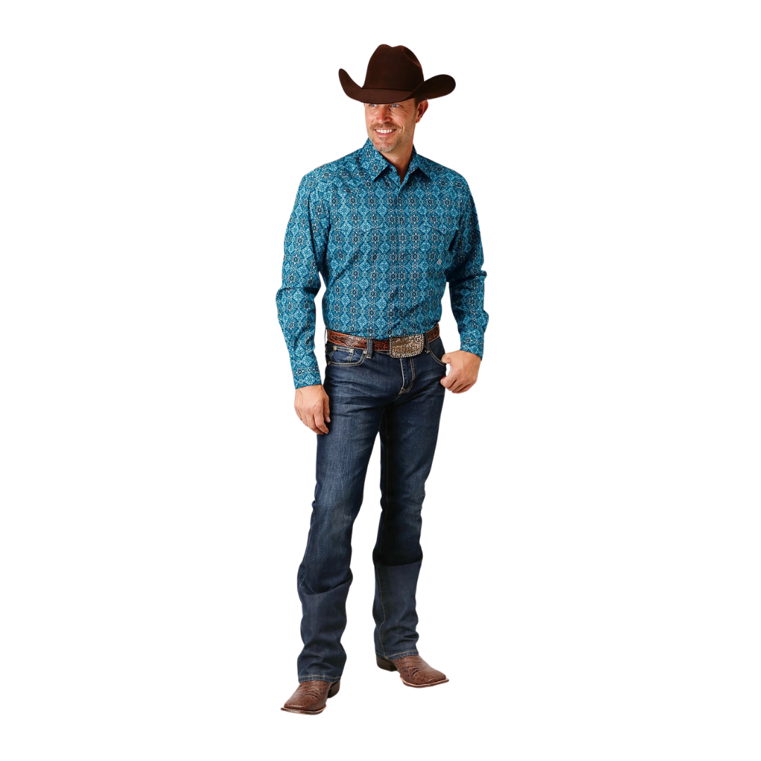 Roper Men's Gothic Medallion Blue Shirt