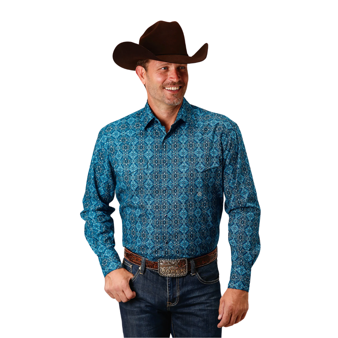 Roper Men's Gothic Medallion Blue Shirt