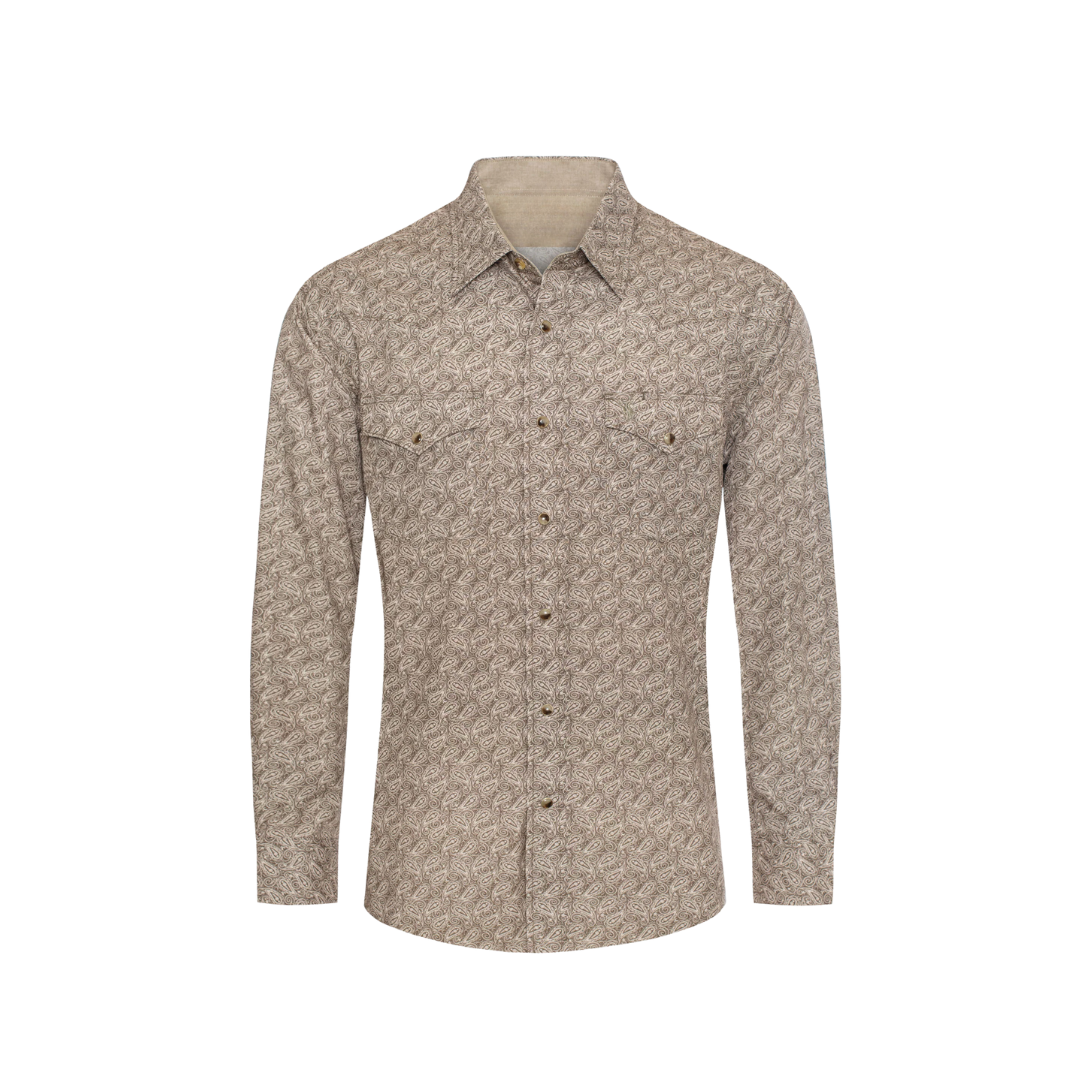 Avalon Men's Pearl Print Aztec Light Brown Shirt