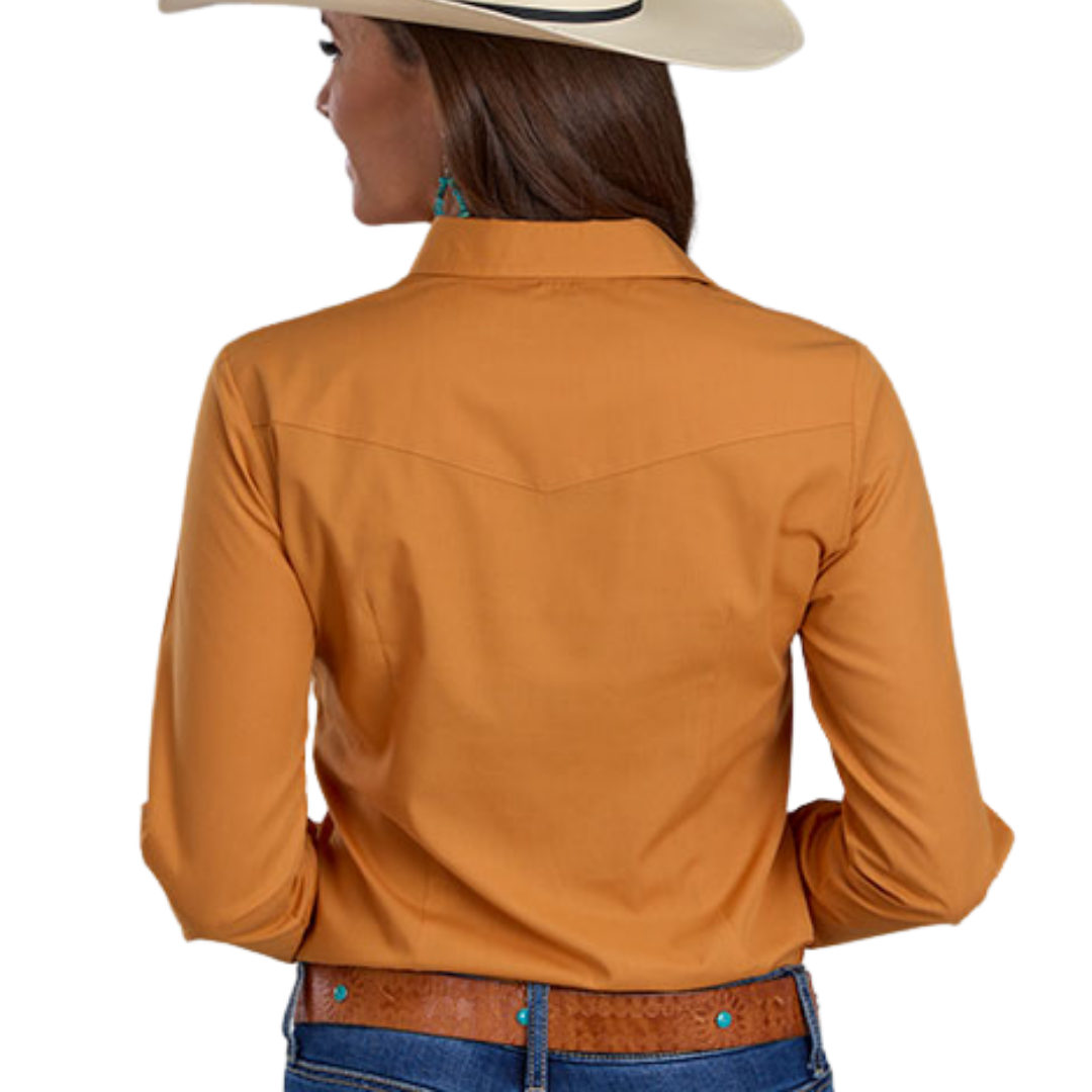 Roper Women's Solid Broadcloth Orange Shirt