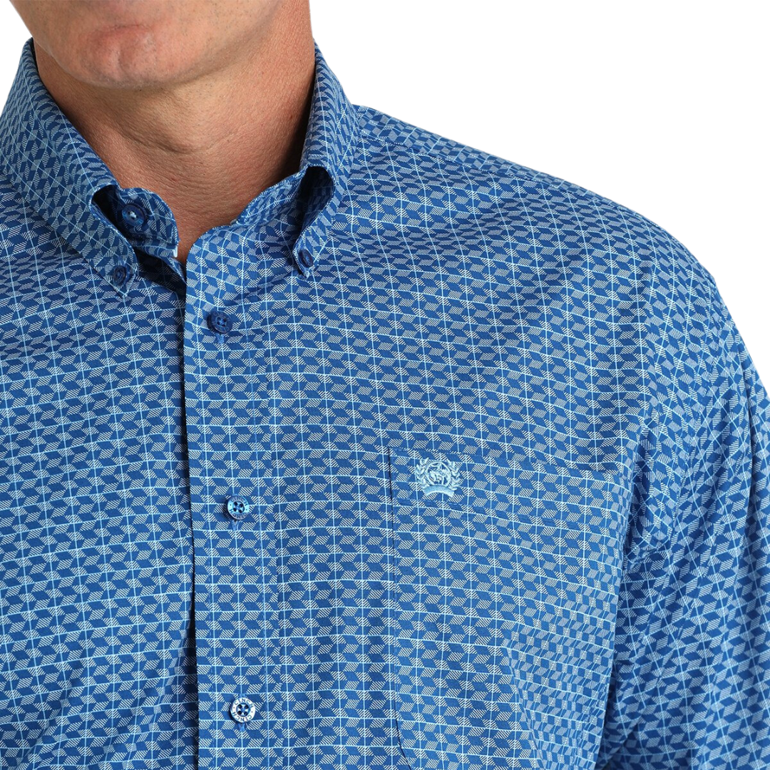 Cinch Men's Stretch Geometric Print Western Royal Shirt