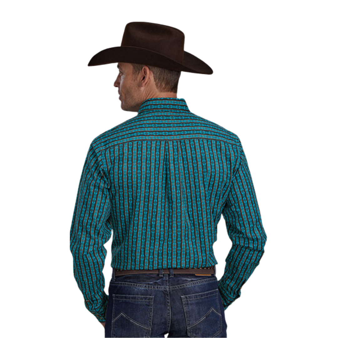 Roper Men's Aztec Print Blue Shirt