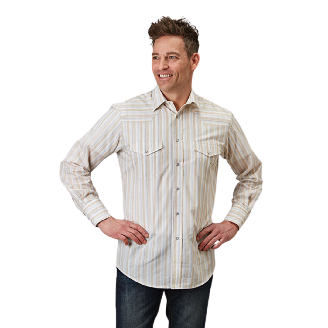 Roper Men's Snap Stripe White Shirt