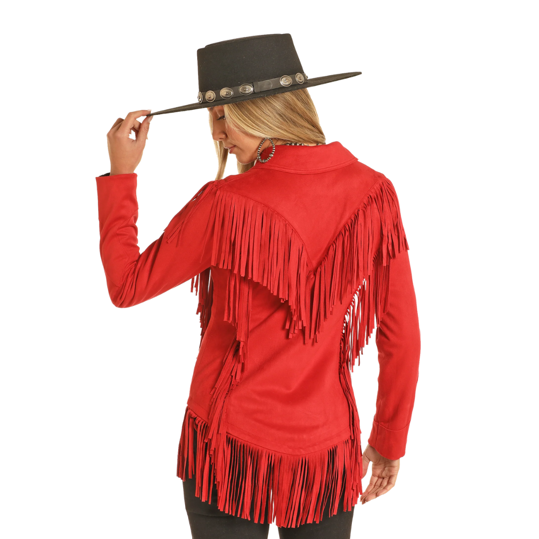 Panhandle Slim Women's Western Micro Suede Red Jacket
