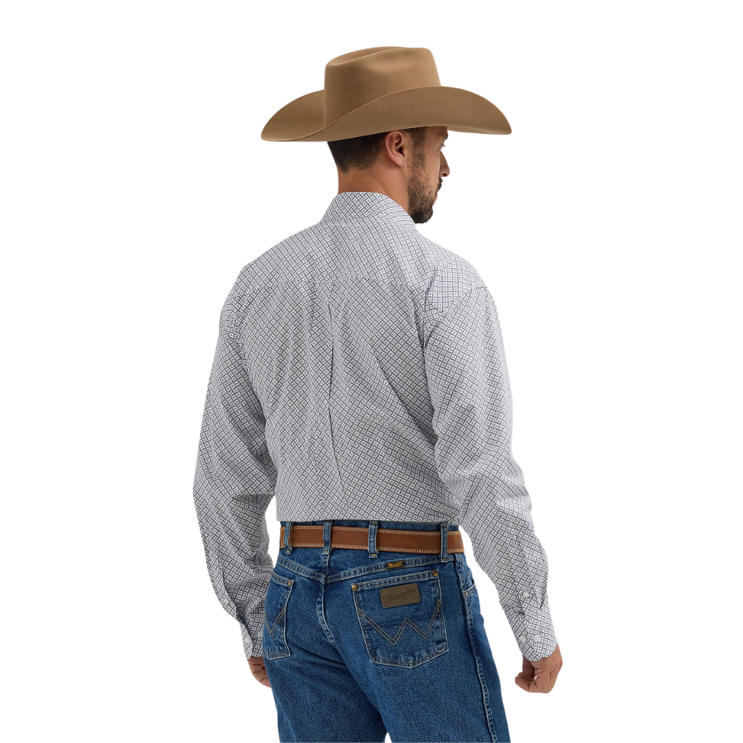 Wrangler Men's George Strait Bars White Shirt - Big & Tall