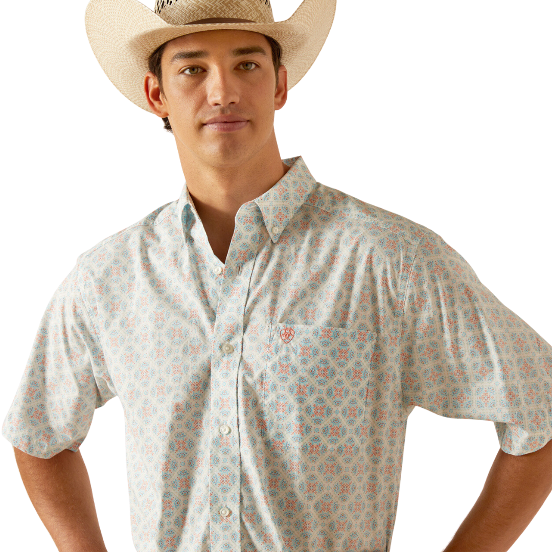 Ariat Men's Kai Button Down Aqua Shirt