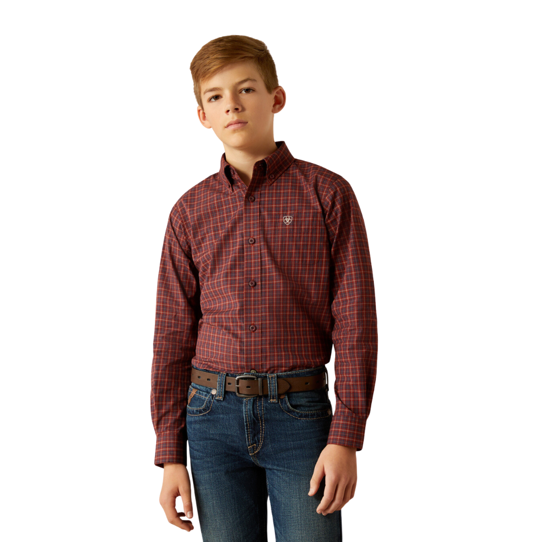 Ariat Youth Boy's Pro Pavel Burgundy Shirt