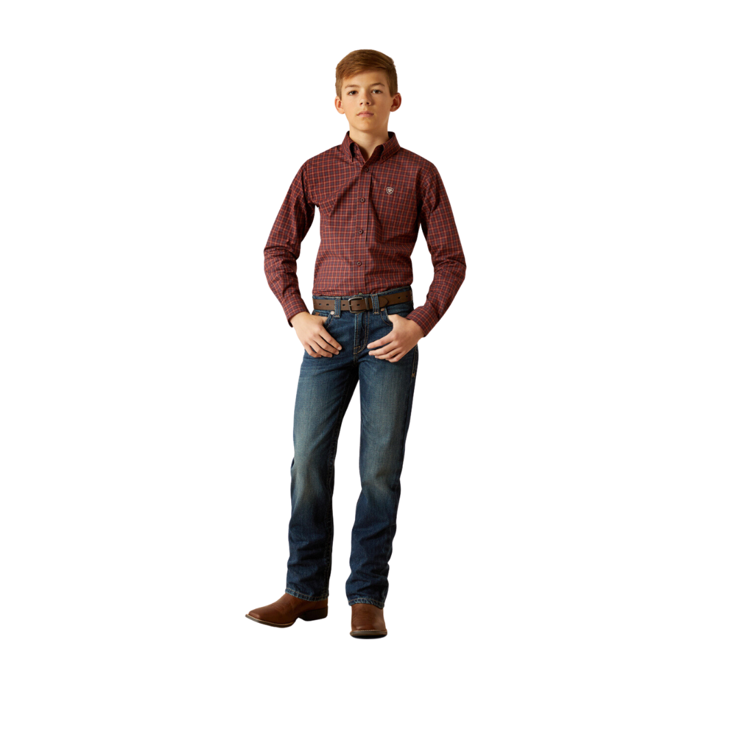 Ariat Youth Boy's Pro Pavel Burgundy Shirt