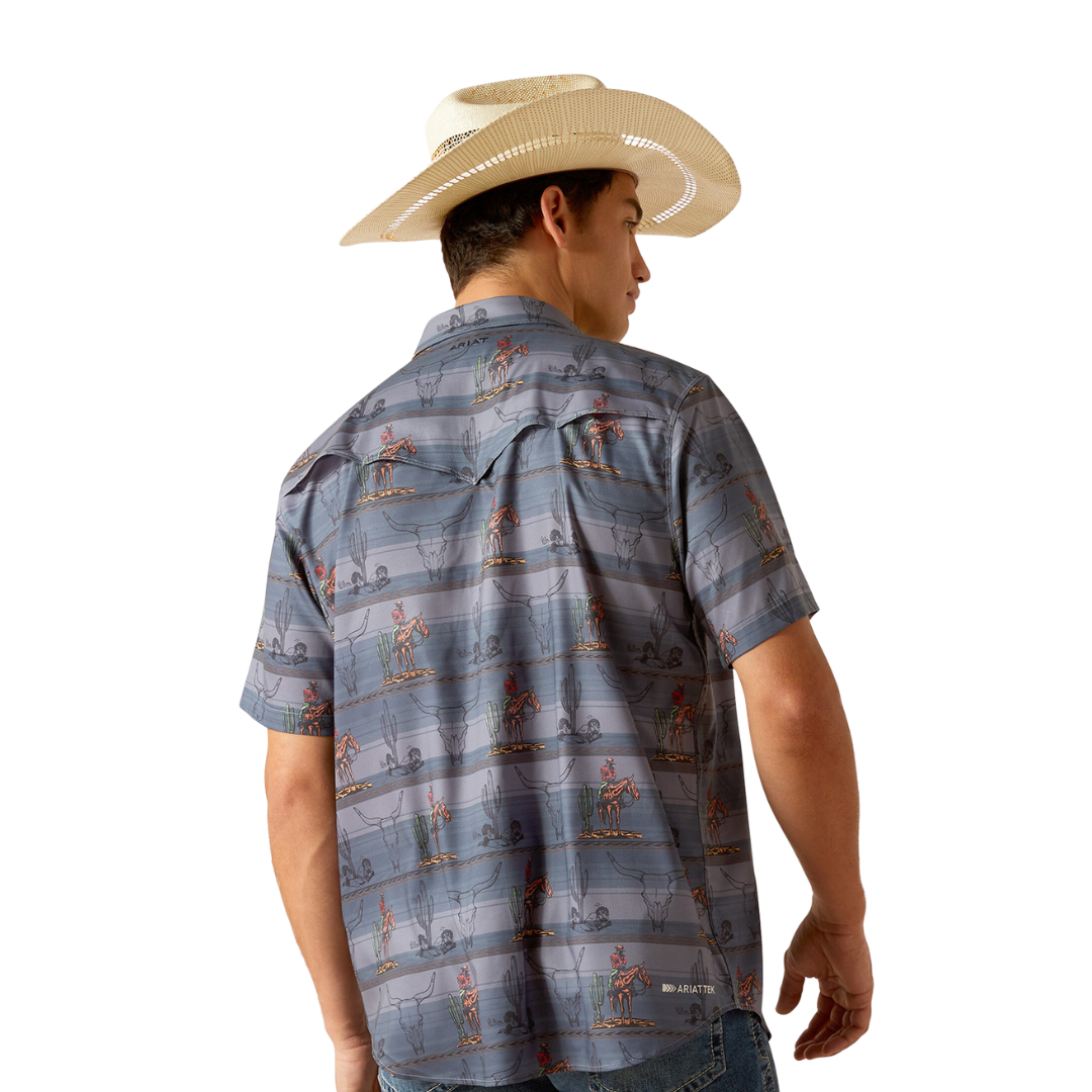 Ariat Men's Venttek Print Button Down Blue Shirt