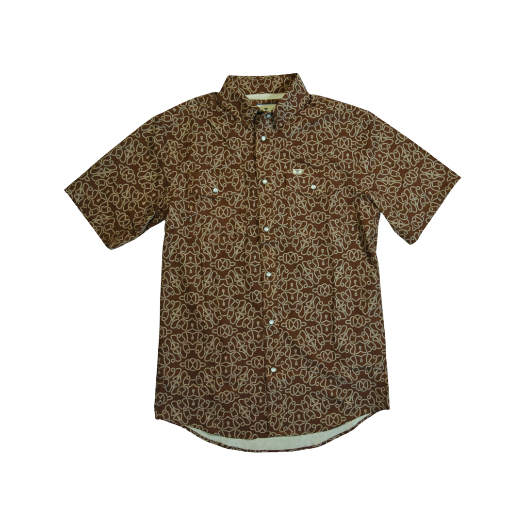 Ferrell Men's The Darrell Short Sleeve Snap Brown Shirt