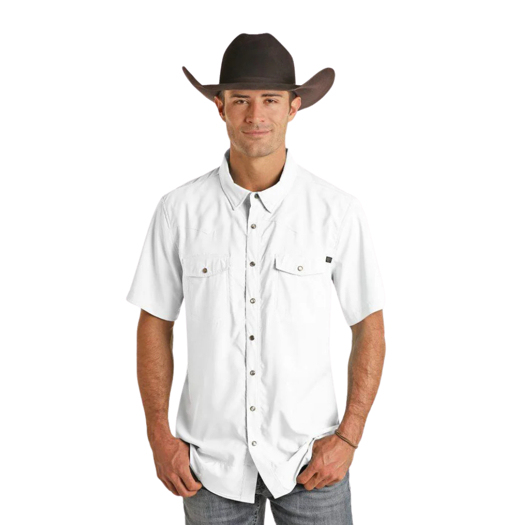 Panhandle Slim Men's Short Sleeve Ripstop White Shirt