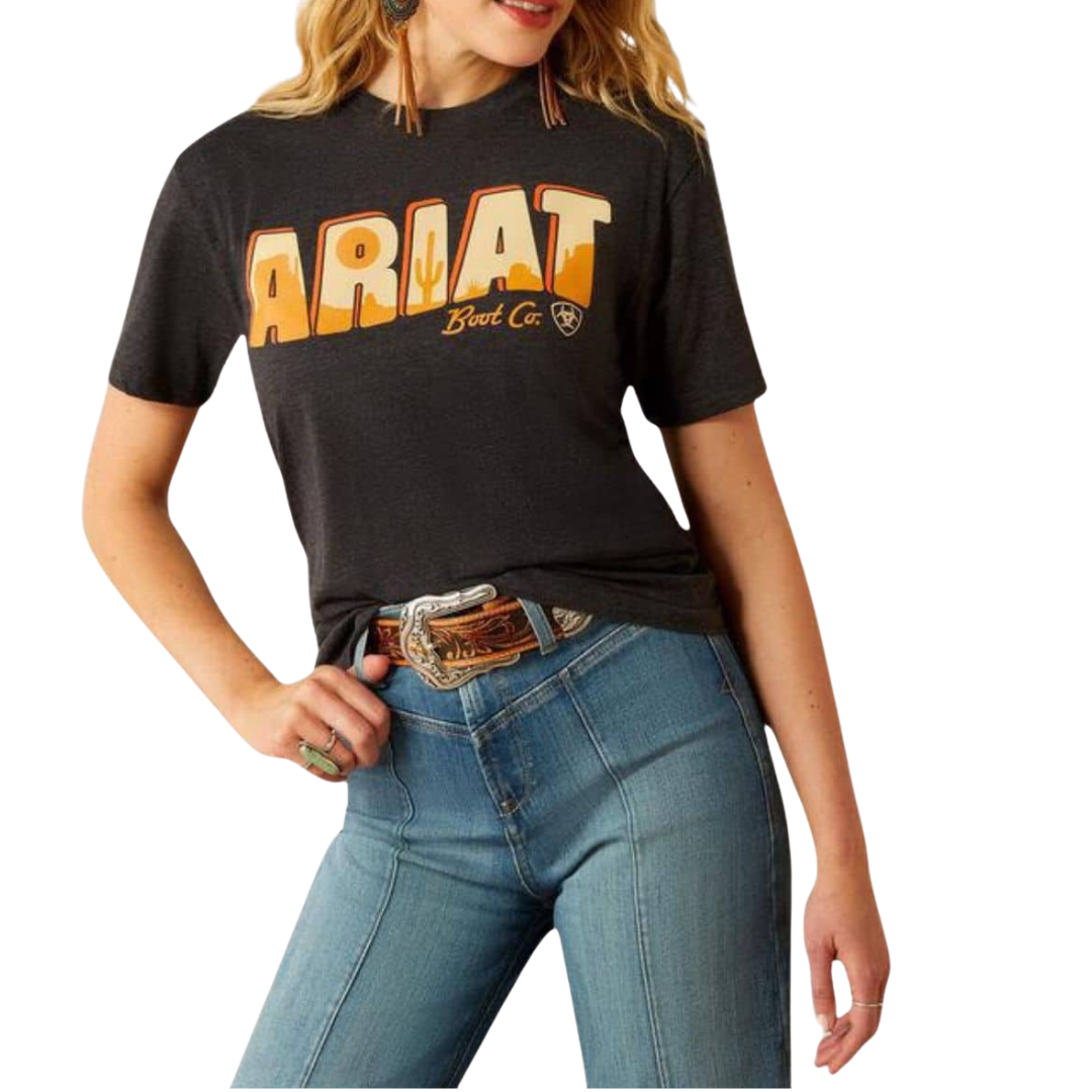 Ariat Women's Postcard Charcoal Heather Tee Shirt