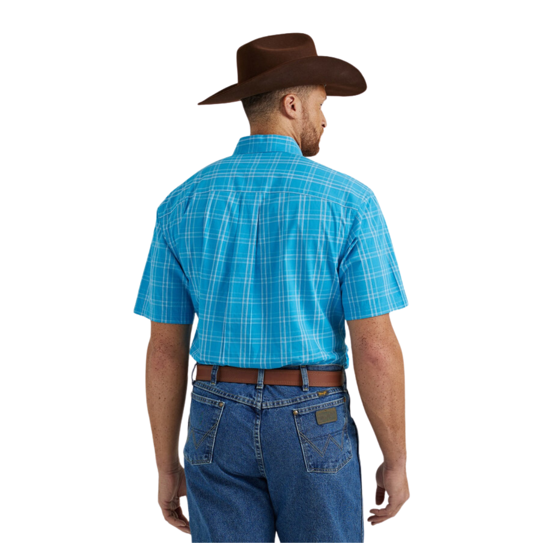 Wrangler Men's George Strait Plaid Blue Shirt