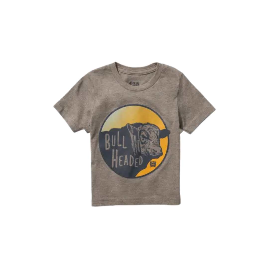 Cinch Toddler Boy's Bull Headed Sunset Grey Tee Shirt