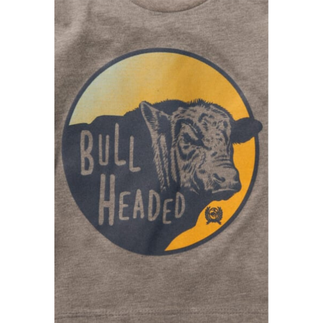 Cinch Toddler Boy's Bull Headed Sunset Grey Tee Shirt