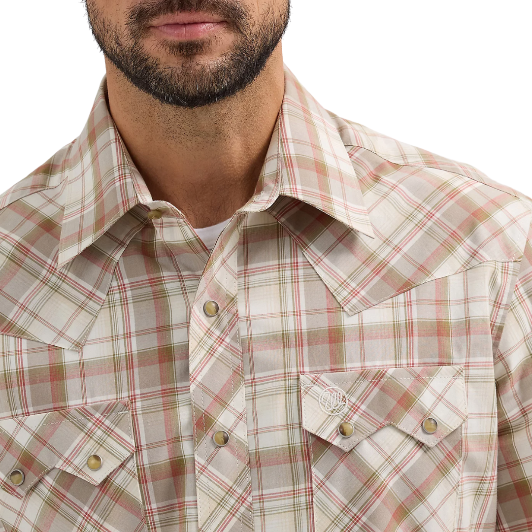 Wrangler Men's Retro Sawtooth Pocket Wheat Brown Shirt
