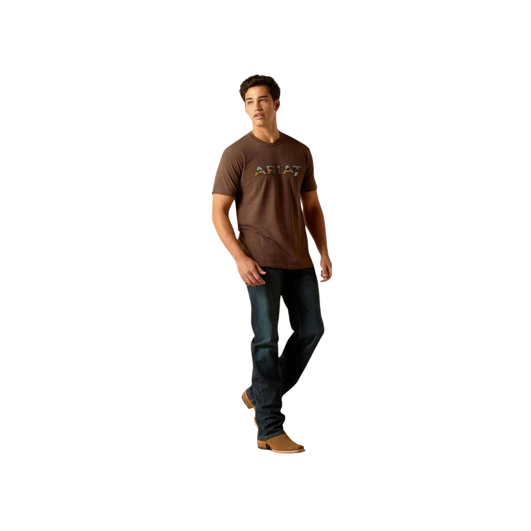 Ariat Men’s Logo Landscape Brown T-Shirt