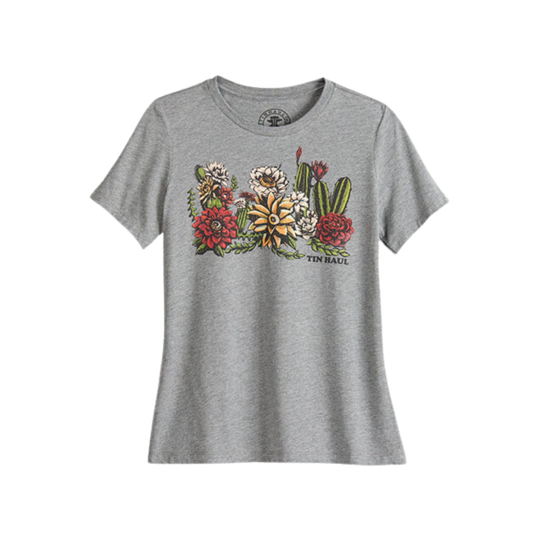Roper Women's Knit Cactus Garden Grey Shirt