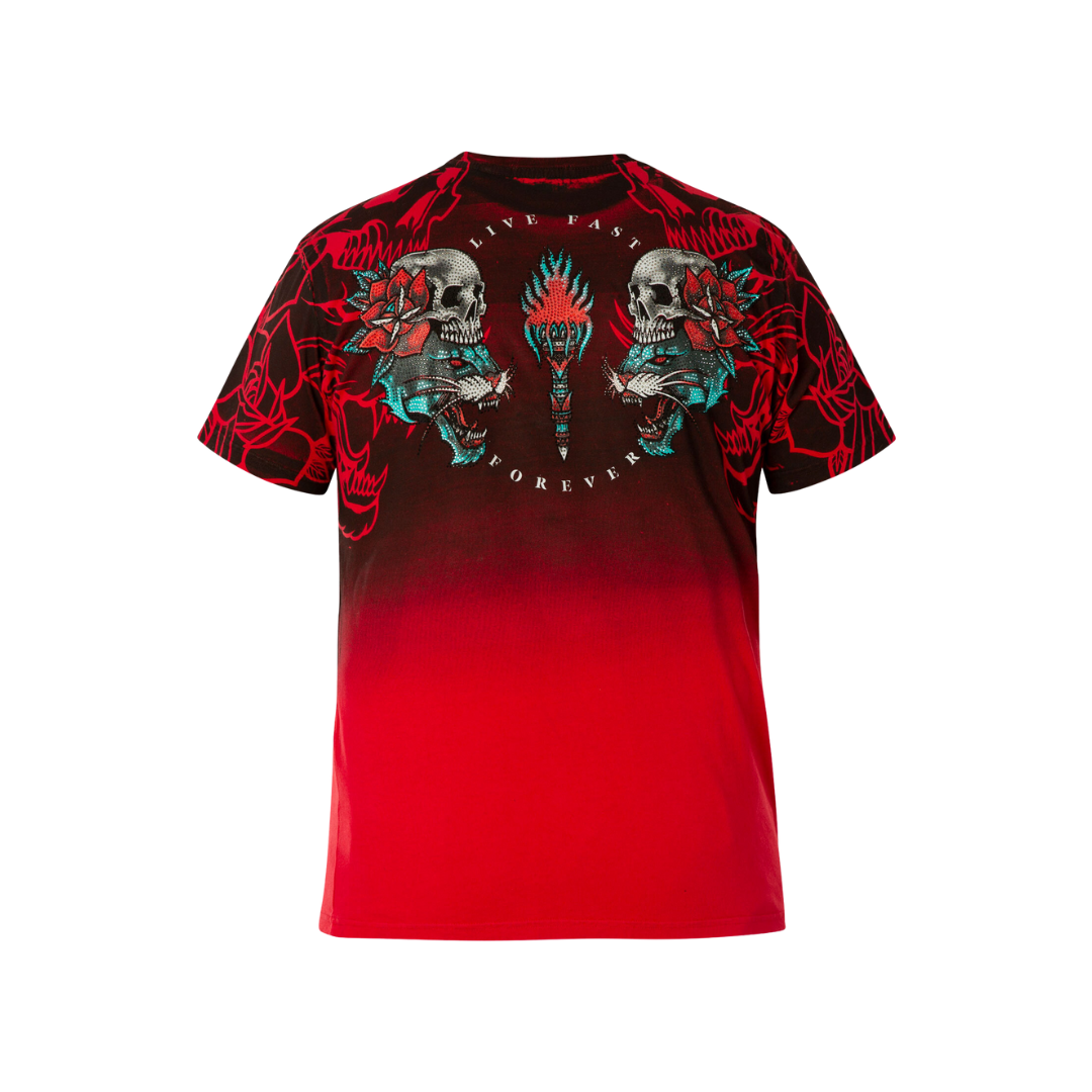 Affliction Men's Obsidian Temple Red Tee Shirt