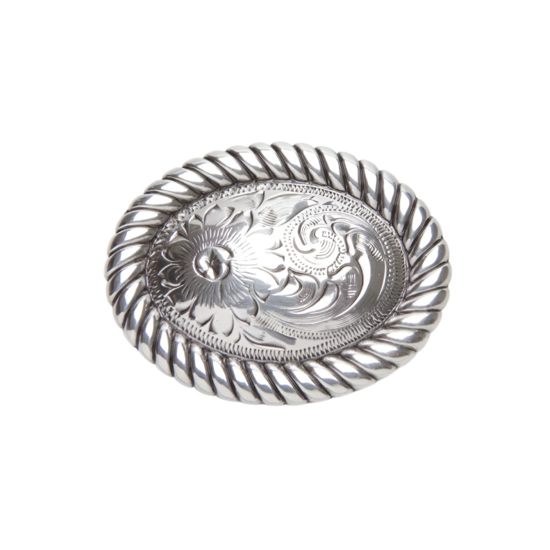M&F Unisex Oval Engraved Concho Grey Scarf Slide