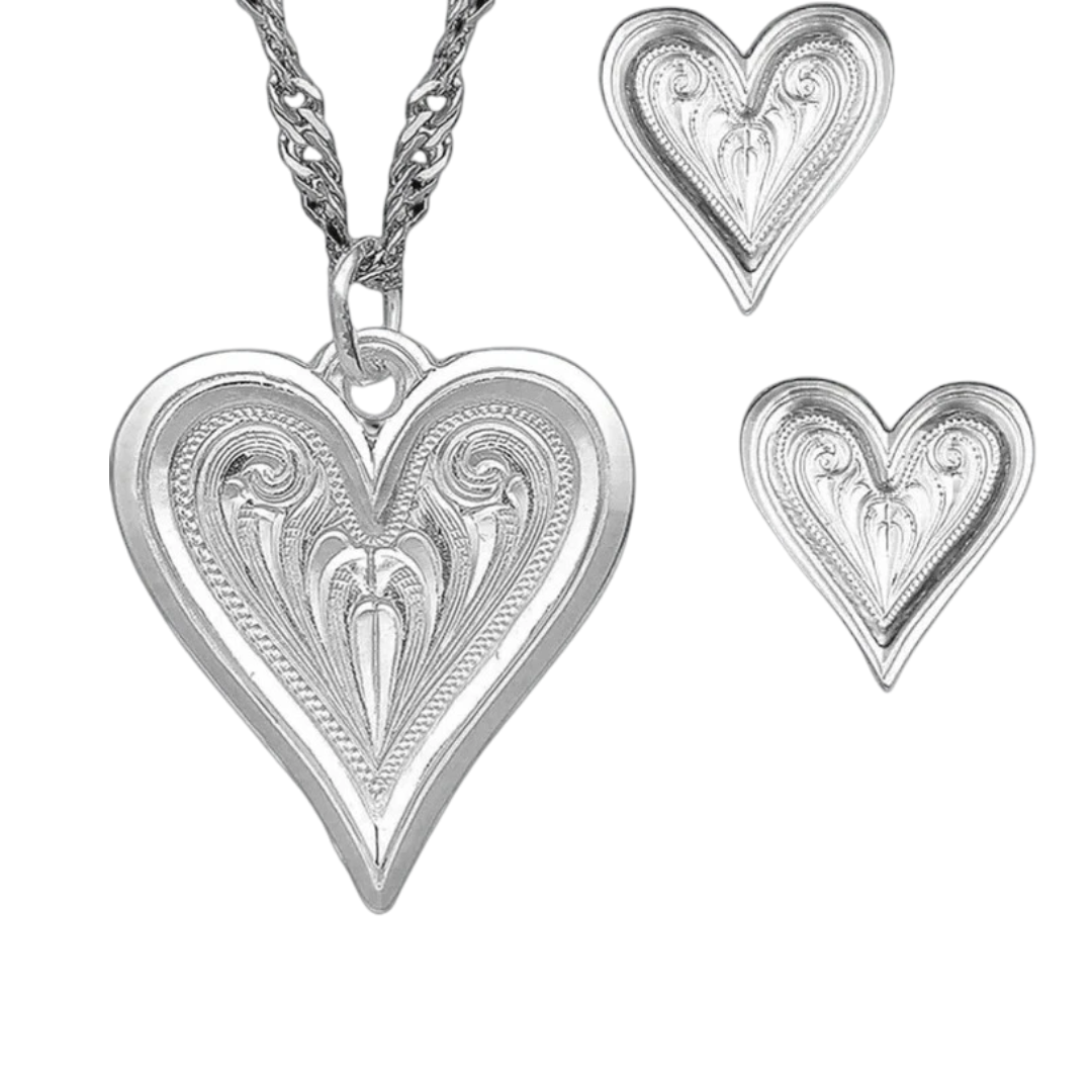 Montana Silversmiths Women's Big Heart Grey Silver Set