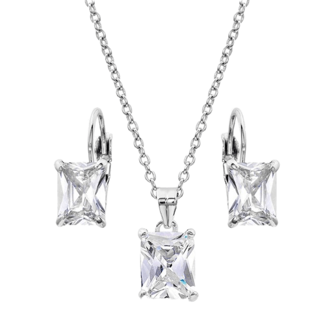 Montana Silversmiths Women's Cubic Star Lights Necklace Earrings Grey Set