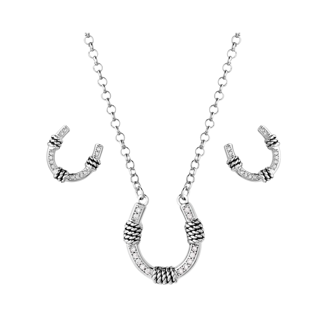 Montana Silversmiths Women's Roped Horseshoe Crystal Set