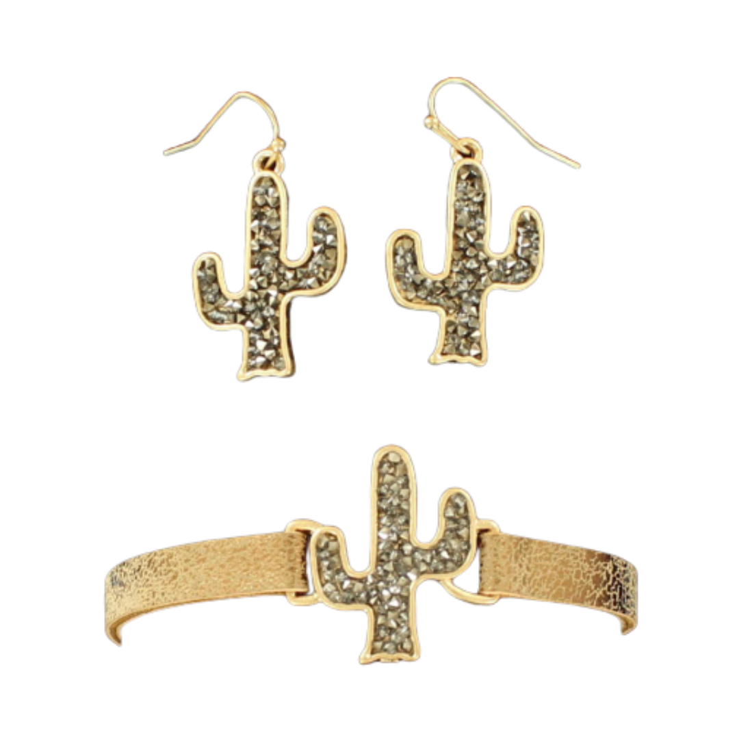 Blazin Roxx Women's Cactus Yellow Earrings Set