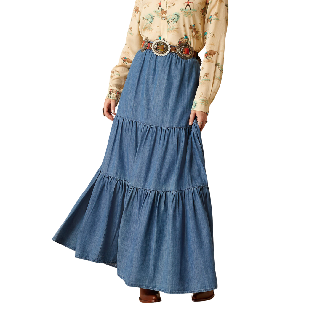 Ariat Women's Chambray Medium Blue Tier Skirts