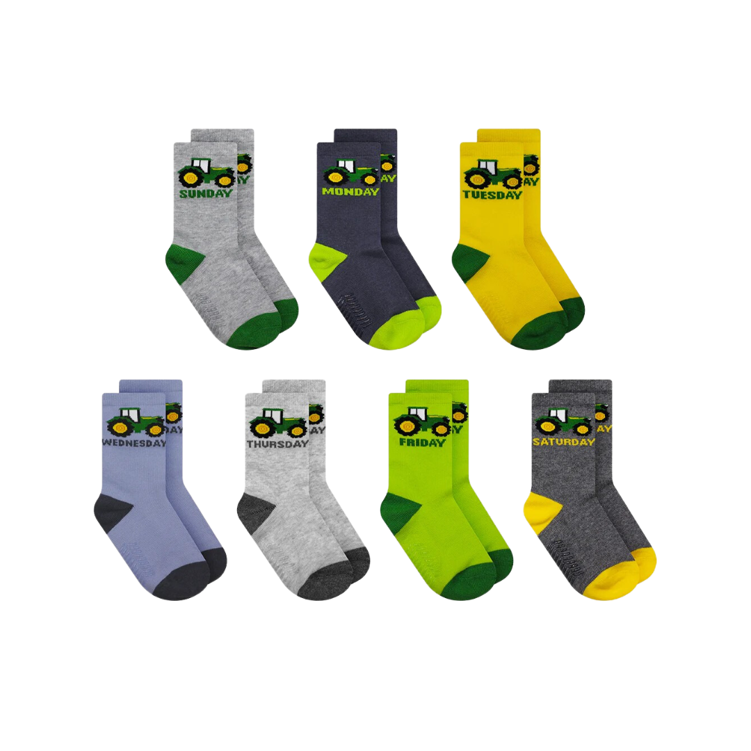 John Deere Kid's Pack Day Of the Week Crew Socks