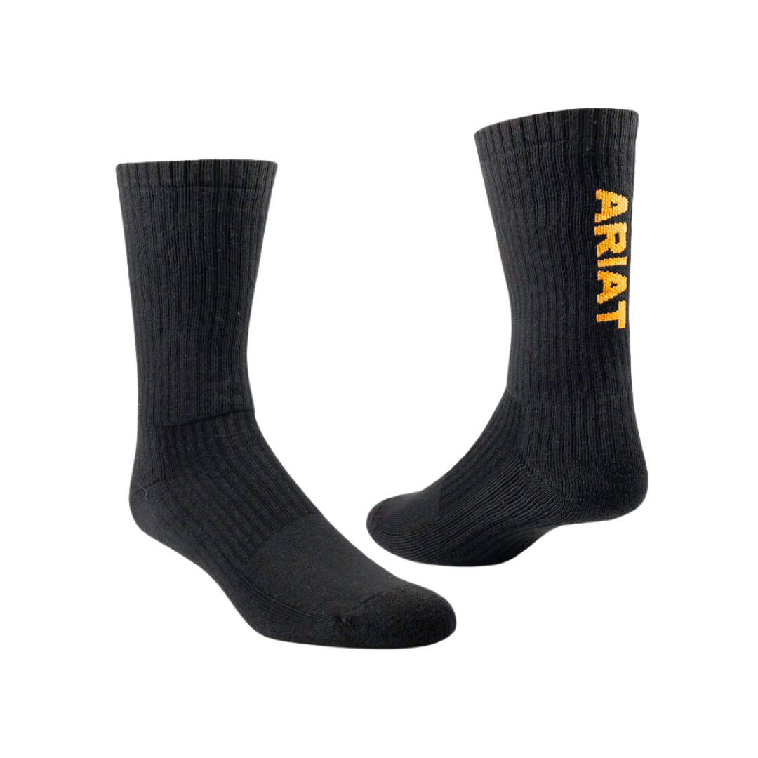 Ariat Men's Cotton Crew Black Socks