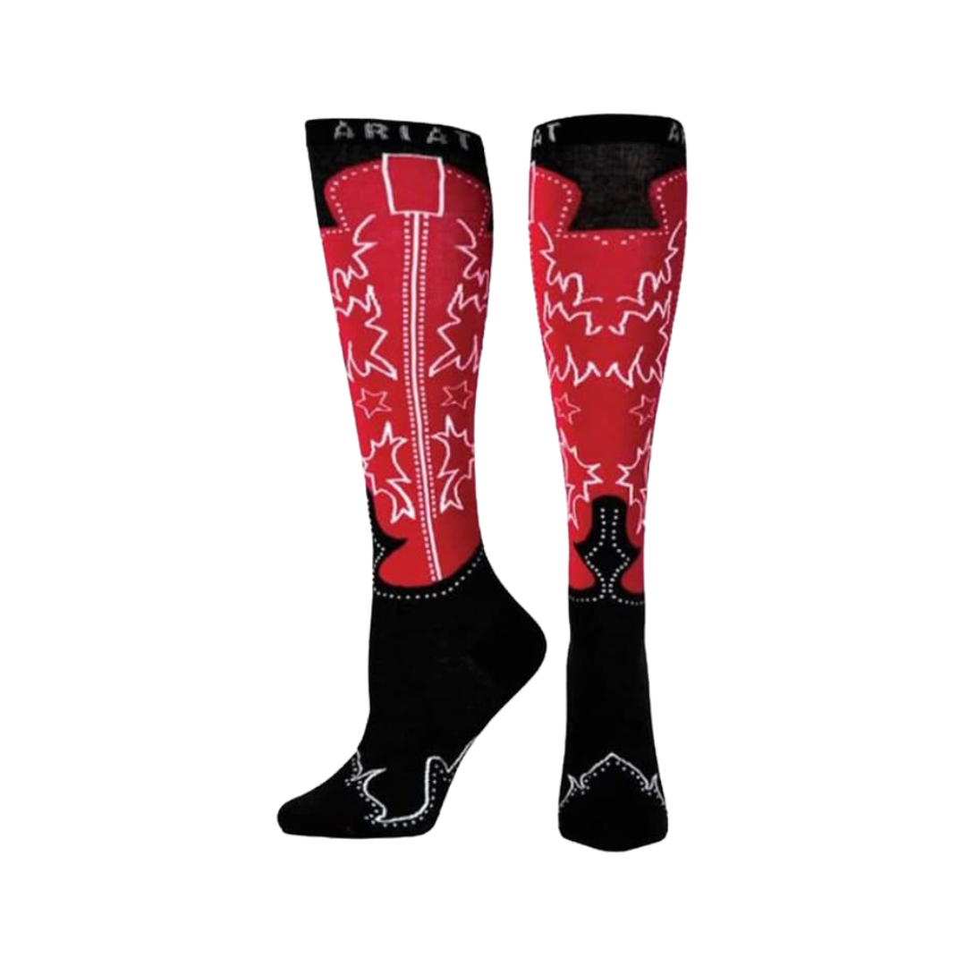 Ariat Women's Western Boot Knee High Black Socks