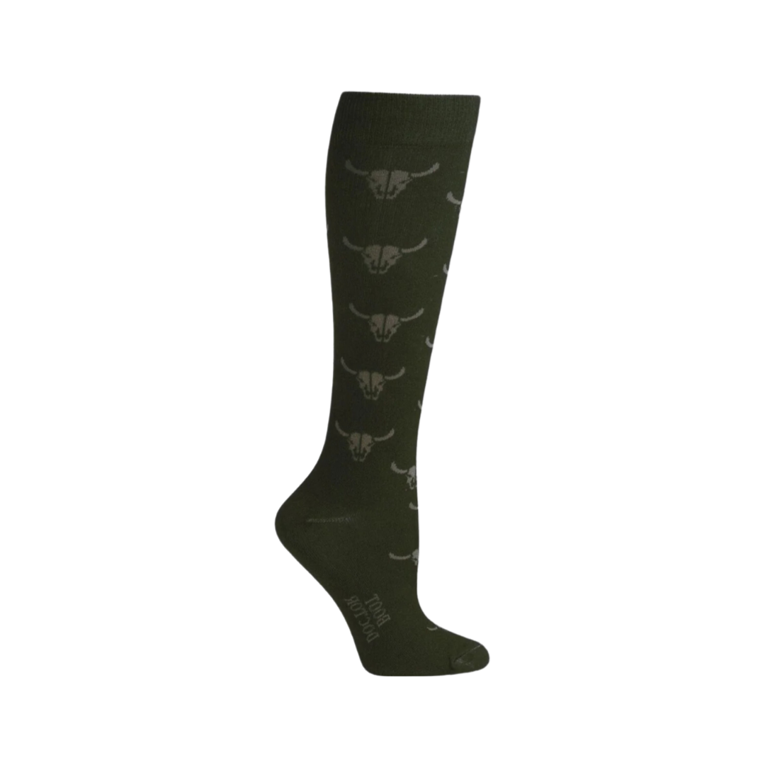 Boot Doctor Women's Bull Skull Over The Calf Black Socks