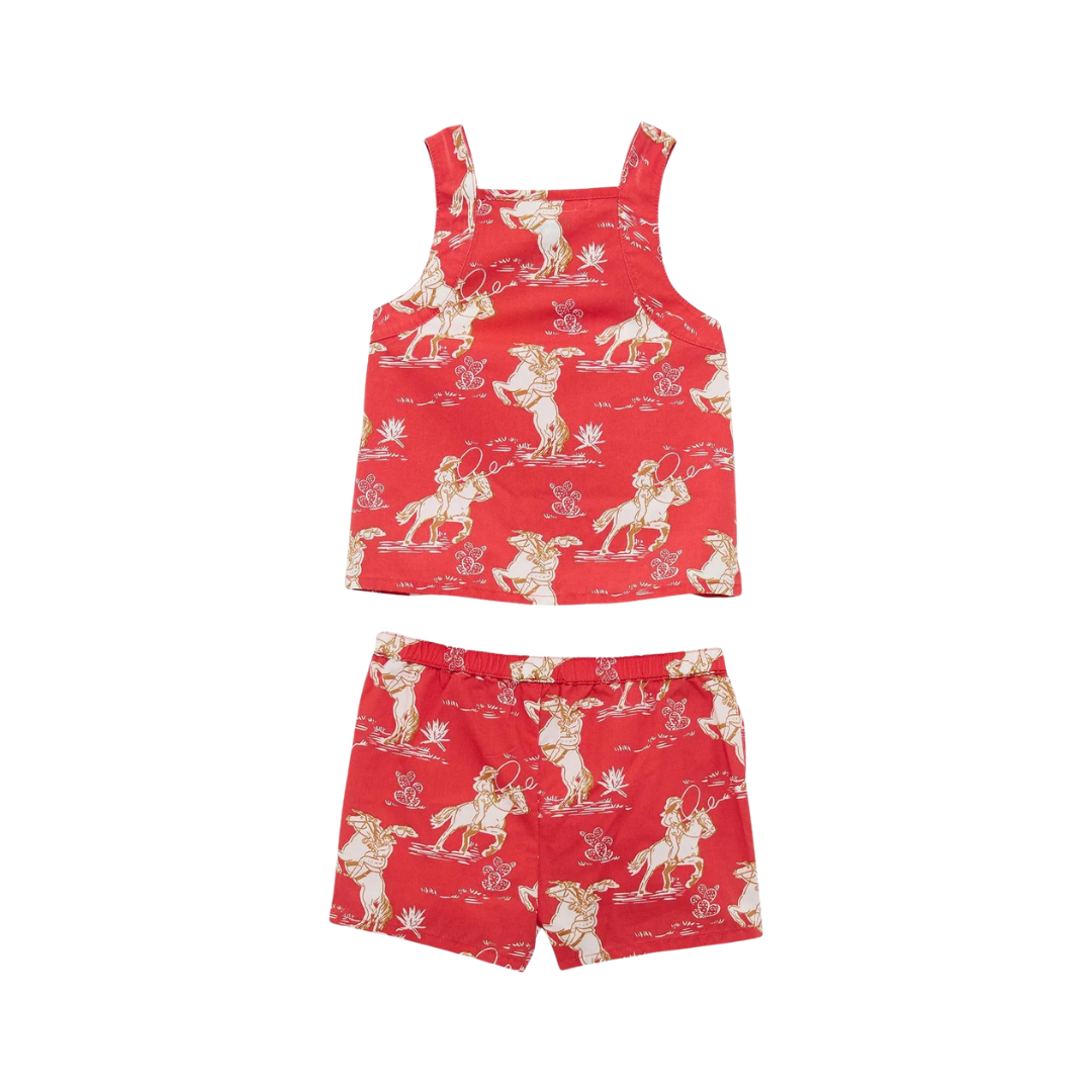 Wrangler Infant Girl's Red Tank Shorts Set