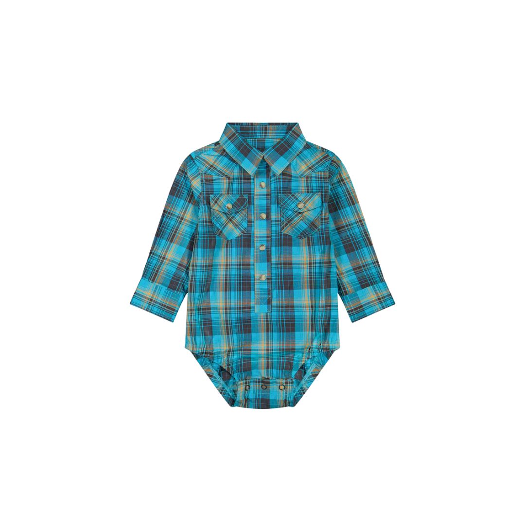 Wrangler Infant Boy's Teal Long Sleeve Bodysuit