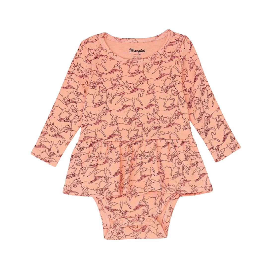 Wrangler Infants Girl's Knit With Skirt Peach Bodysuit