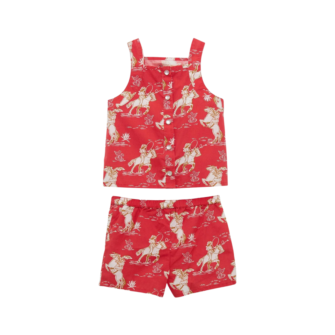 Wrangler Infant Girl's Red Tank Shorts Set