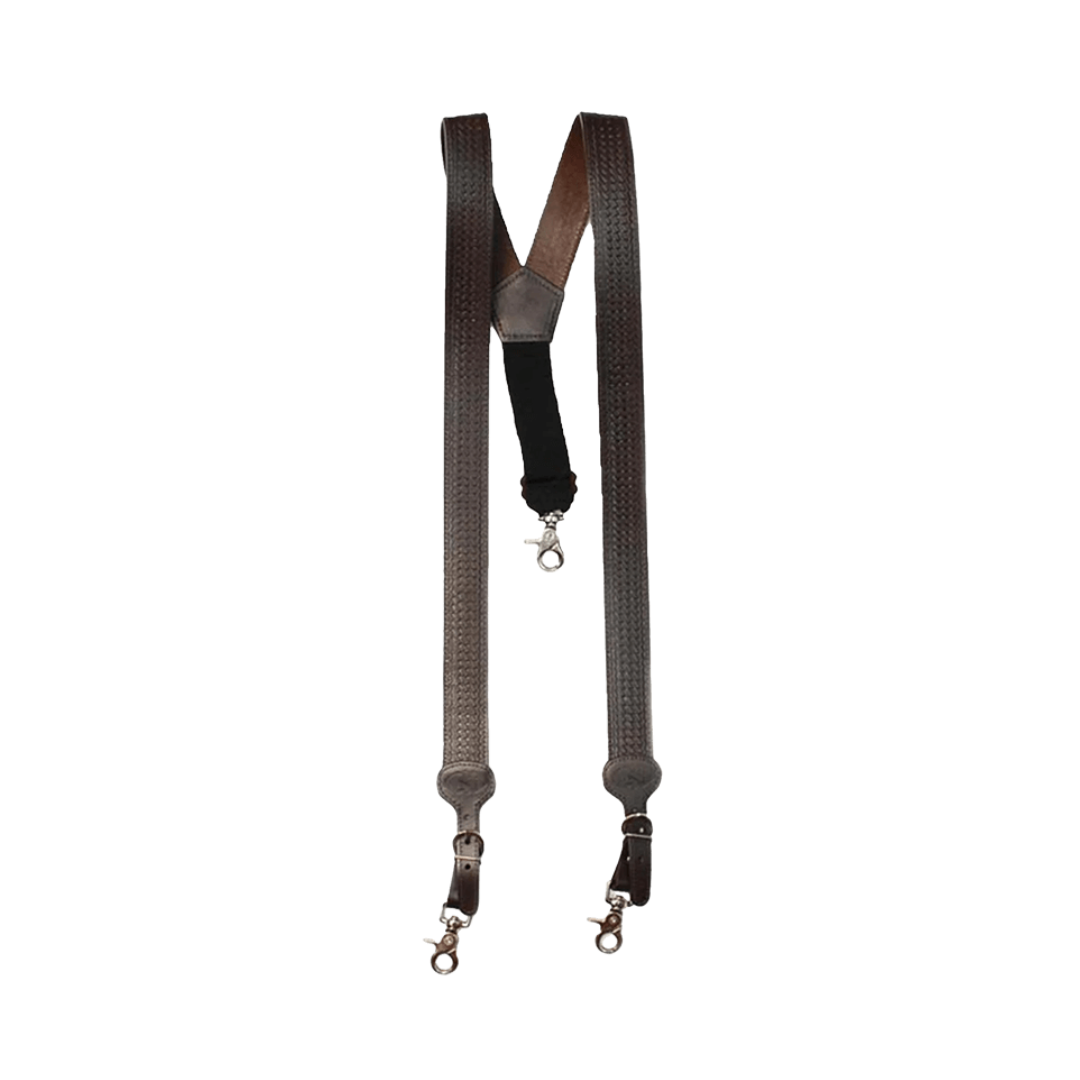 Nocona Men's Weave Tooled Brown Suspenders