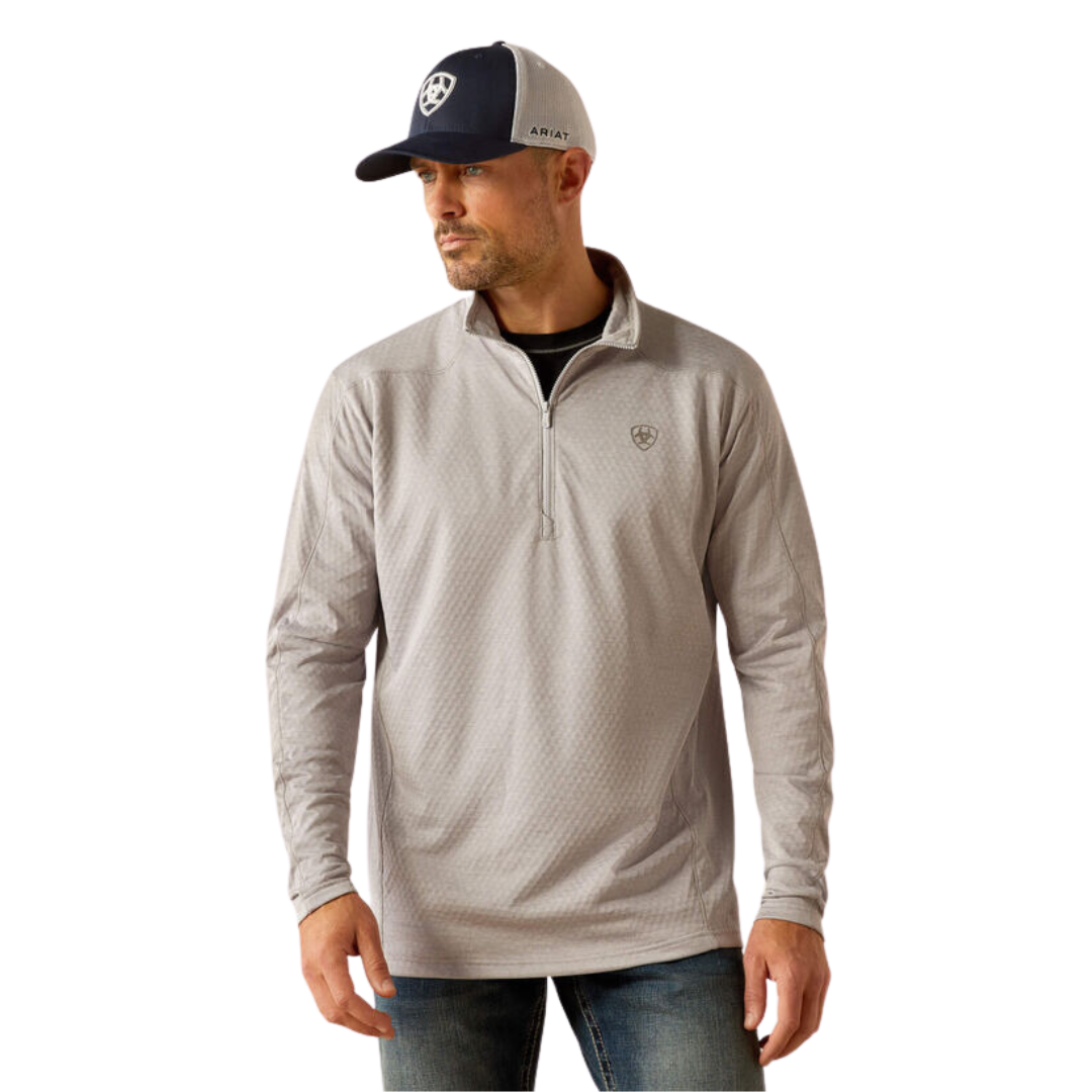 Ariat Men's Hex Fleece Zip Baselayer Silver Sconce Sweater